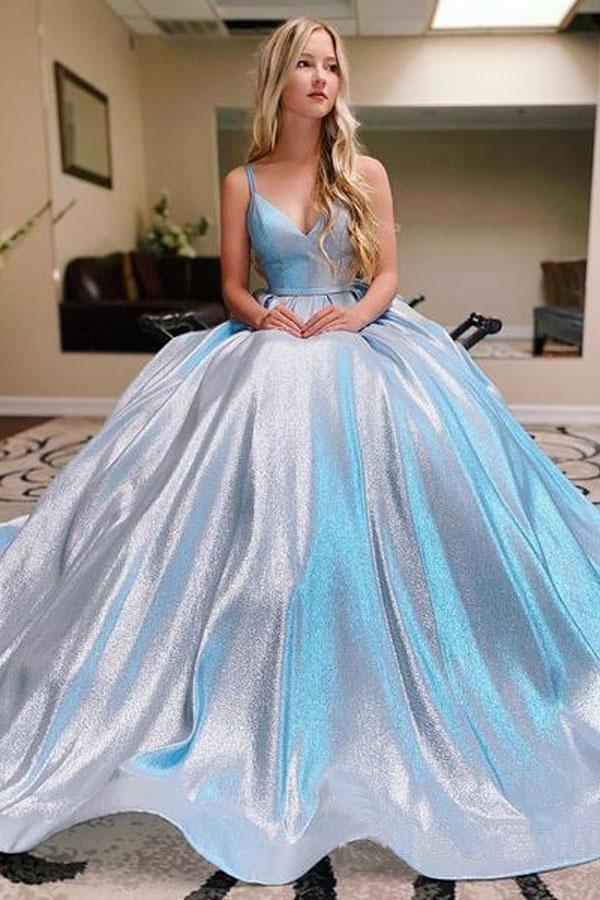 Romantic Sky Blue Ball Gown Prom Gown ...